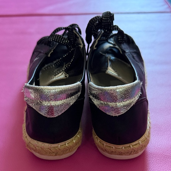 Black Espadrille Sneakers with Silver Star Accent NEW with tags - Picture 2 of 5
